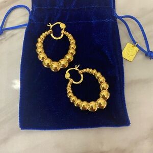 Luxurious Gold Beaded Hoop Earrings